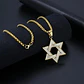 Collar Para Hombre Dije Estrella David Acero De Color Oro - Miniatura 8