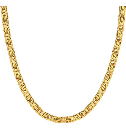 Cadena 6mm Color Oro Acero Inoxidable 60 Cm Bizantina Hombre