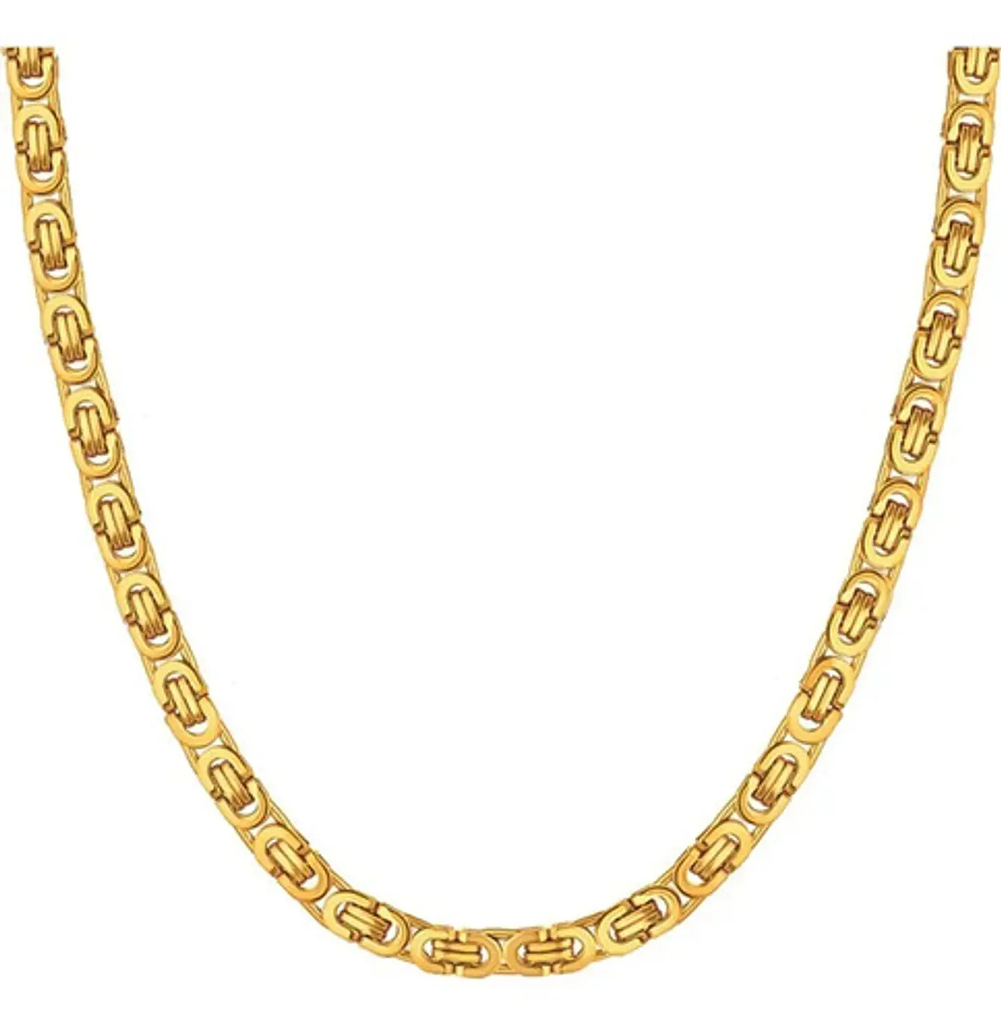 Cadena 6mm Color Oro Acero Inoxidable 60 Cm Bizantina Hombre 1