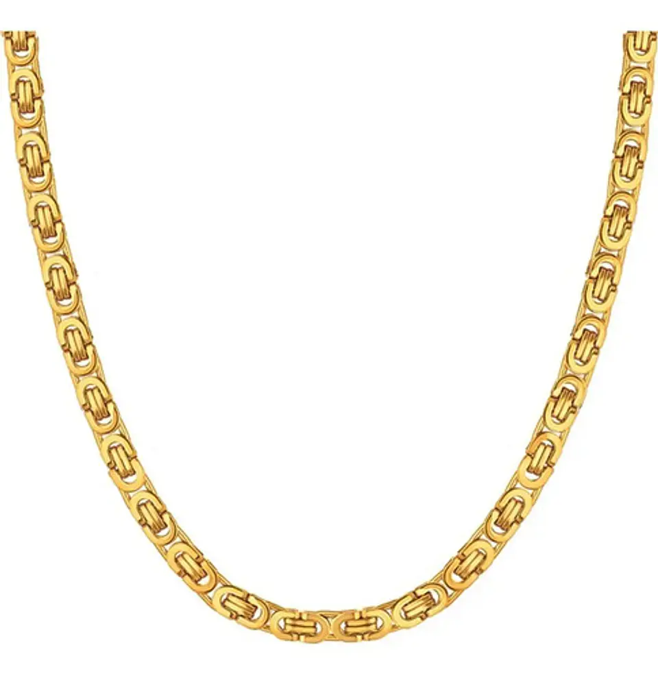 Cadena 6mm Color Oro Acero Inoxidable 60 Cm Bizantina Hombre 1