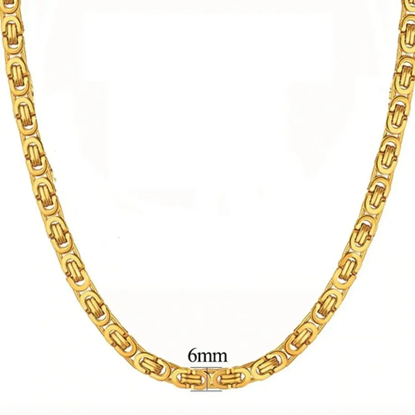 Cadena 6mm Color Oro Acero Inoxidable 60 Cm Bizantina Hombre 5
