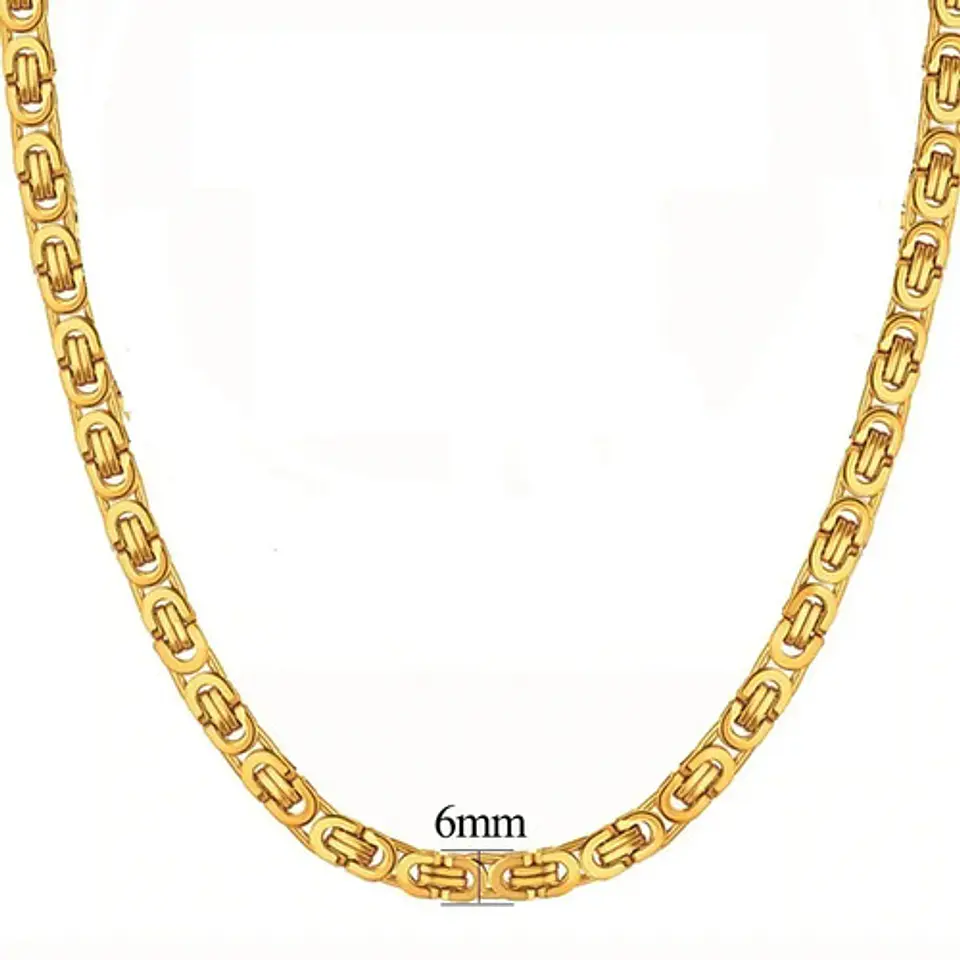 Cadena 6mm Color Oro Acero Inoxidable 60 Cm Bizantina Hombre 5