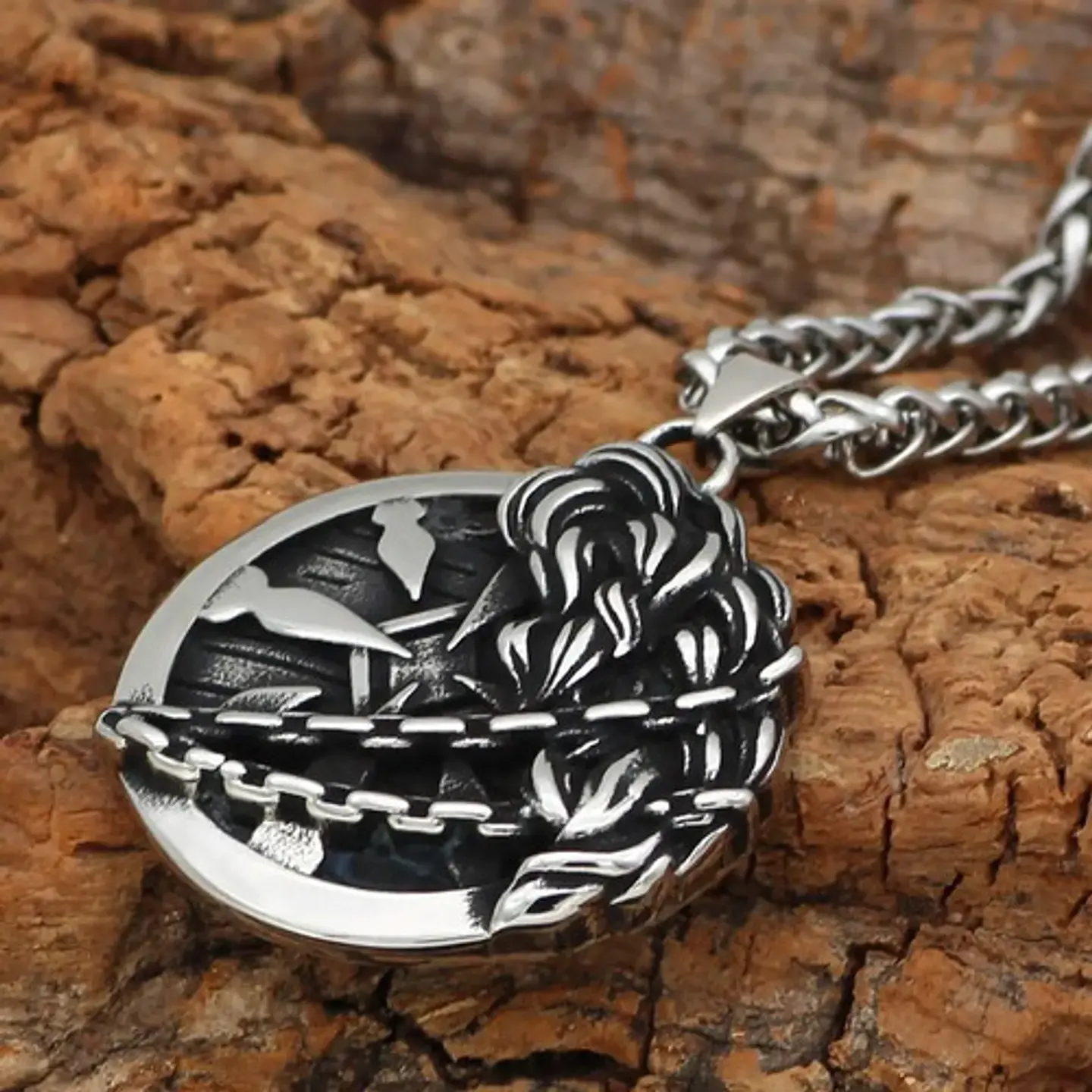 Collar Nórdico Vikingo Amuleto Acero Inoxidable Para Hombre 7