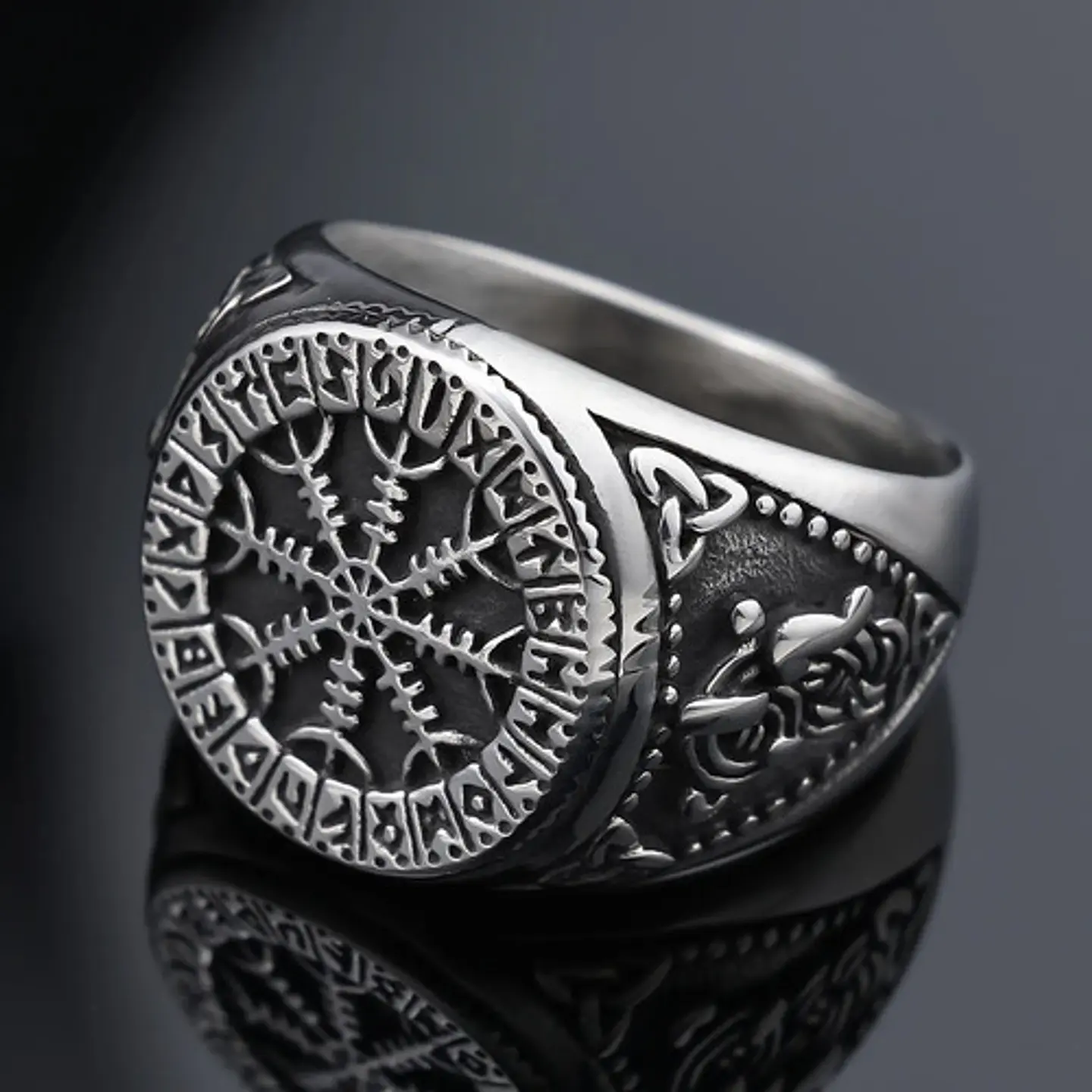 Anillo Mjolnir Valknut Vikingo Acero Inoxidable Para Hombre 5