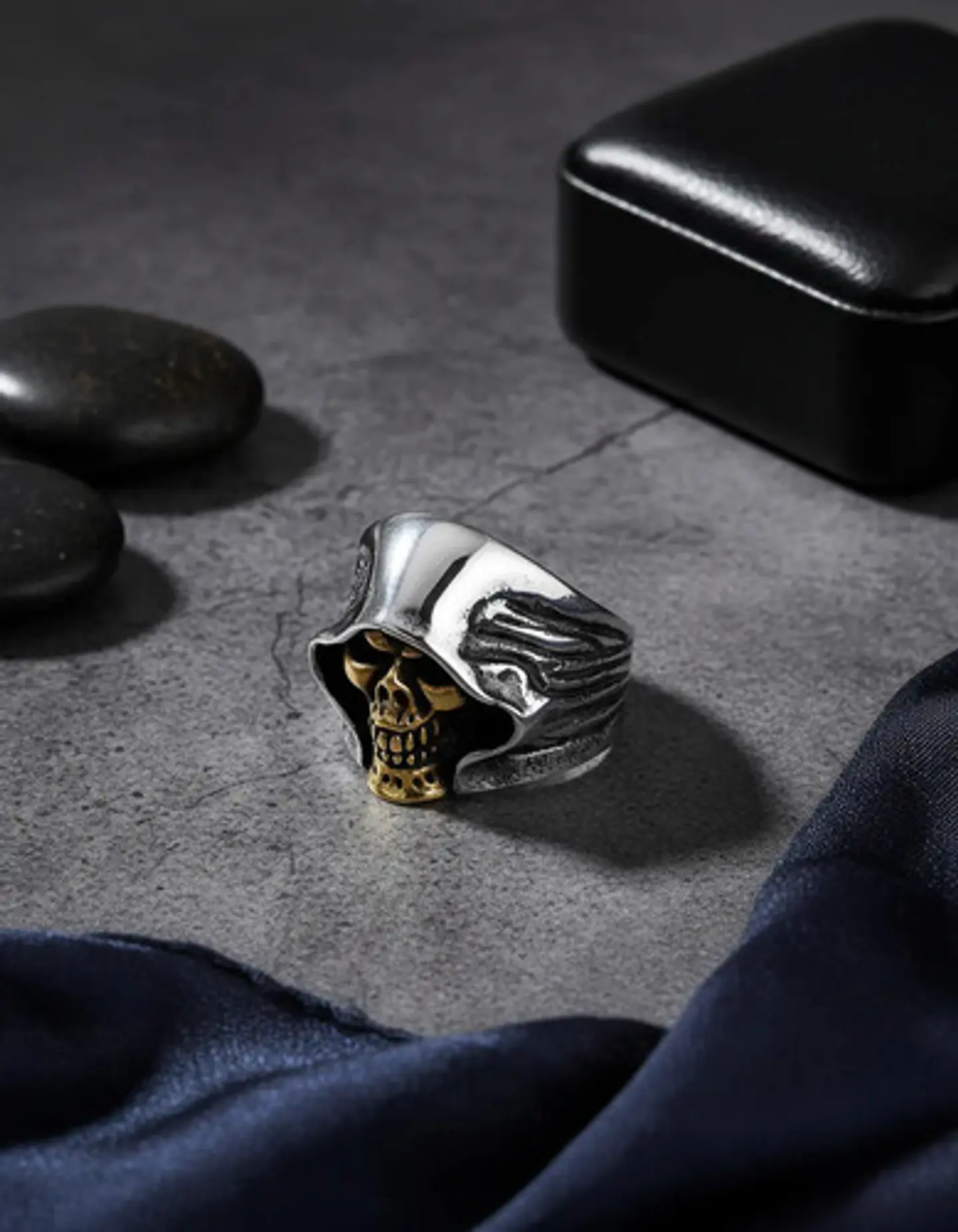 Anillo Para Hombre Cráneo Santa Muerte De Acero Color Plata 5