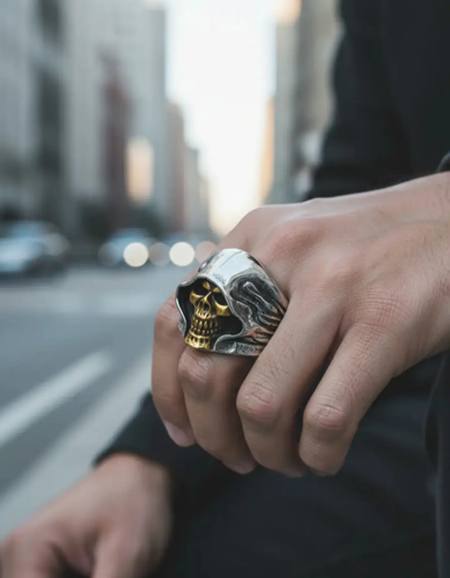Anillo Para Hombre Cráneo Santa Muerte De Acero Color Plata 7