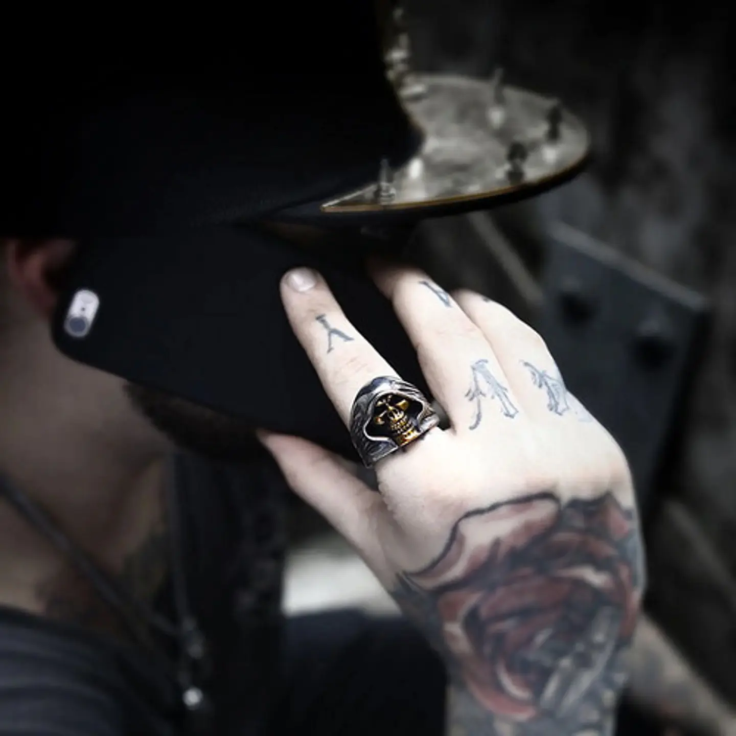 Anillo Para Hombre Cráneo Santa Muerte De Acero Color Plata 10