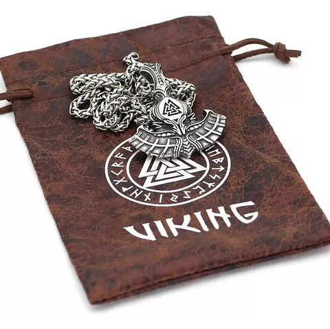 Collar Para Hombre Y Mujer Dije Thor Mjolnir Vikingo Valknut Plateado