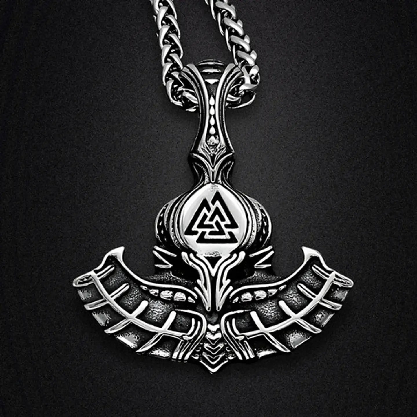 Collar Para Hombre Y Mujer Dije Thor Mjolnir Vikingo Valknut Plateado 8