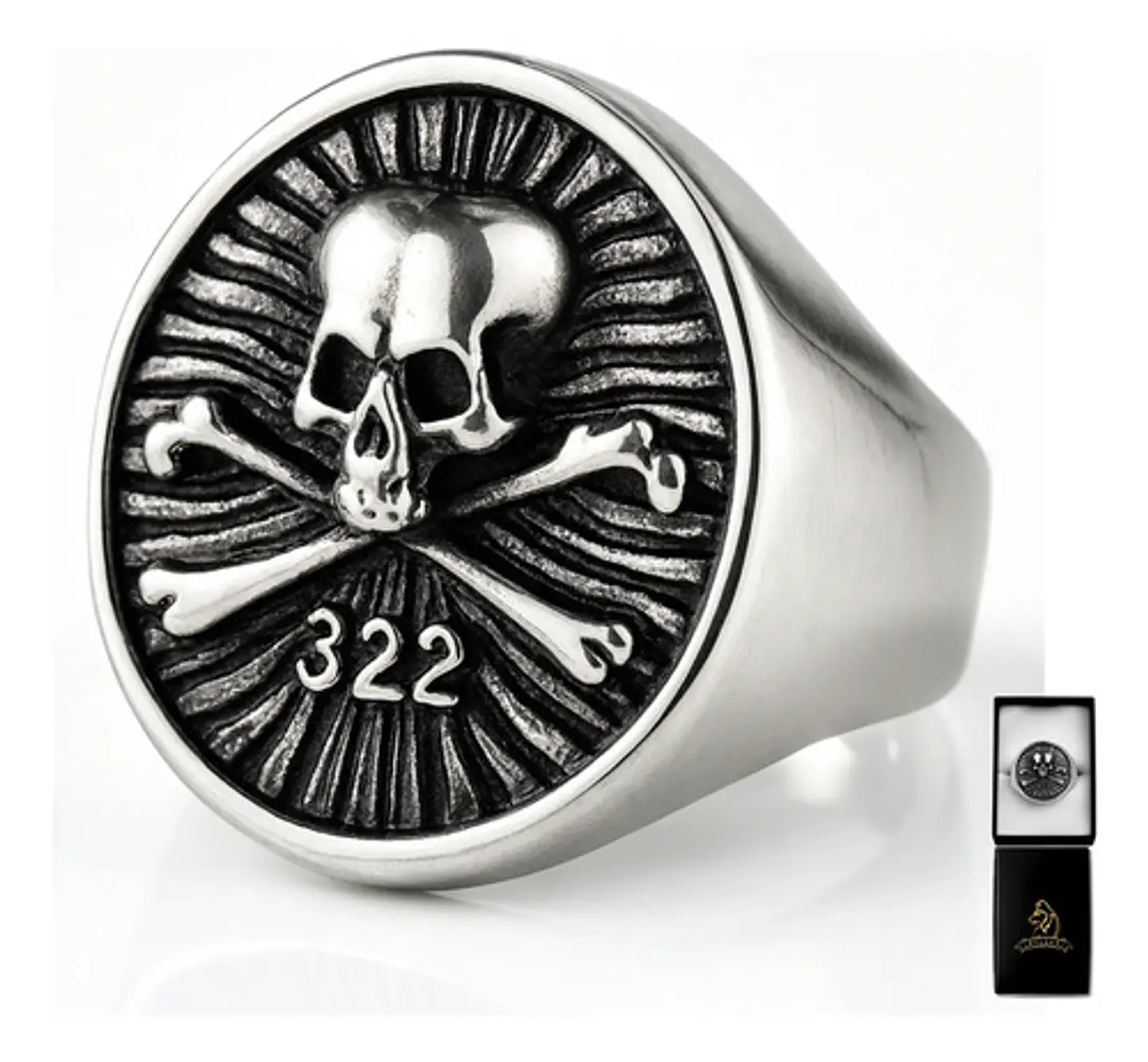 Anillo Calavera Craneo Color Plata Acero Inoxidable Hombre 1