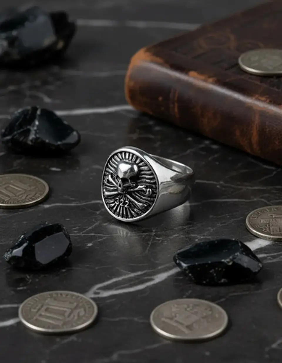 Anillo Calavera Craneo Color Plata Acero Inoxidable Hombre 7
