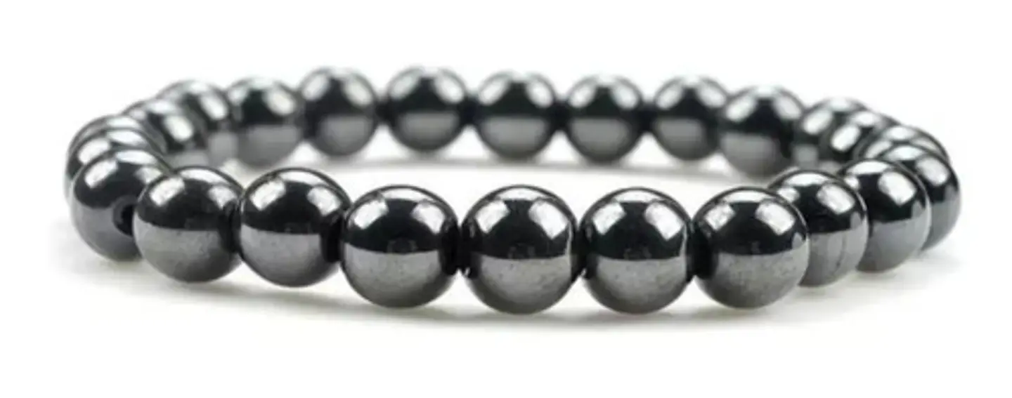 Pulsera Elástica Piedras Naturales Hematita Hombre Y Mujer 1