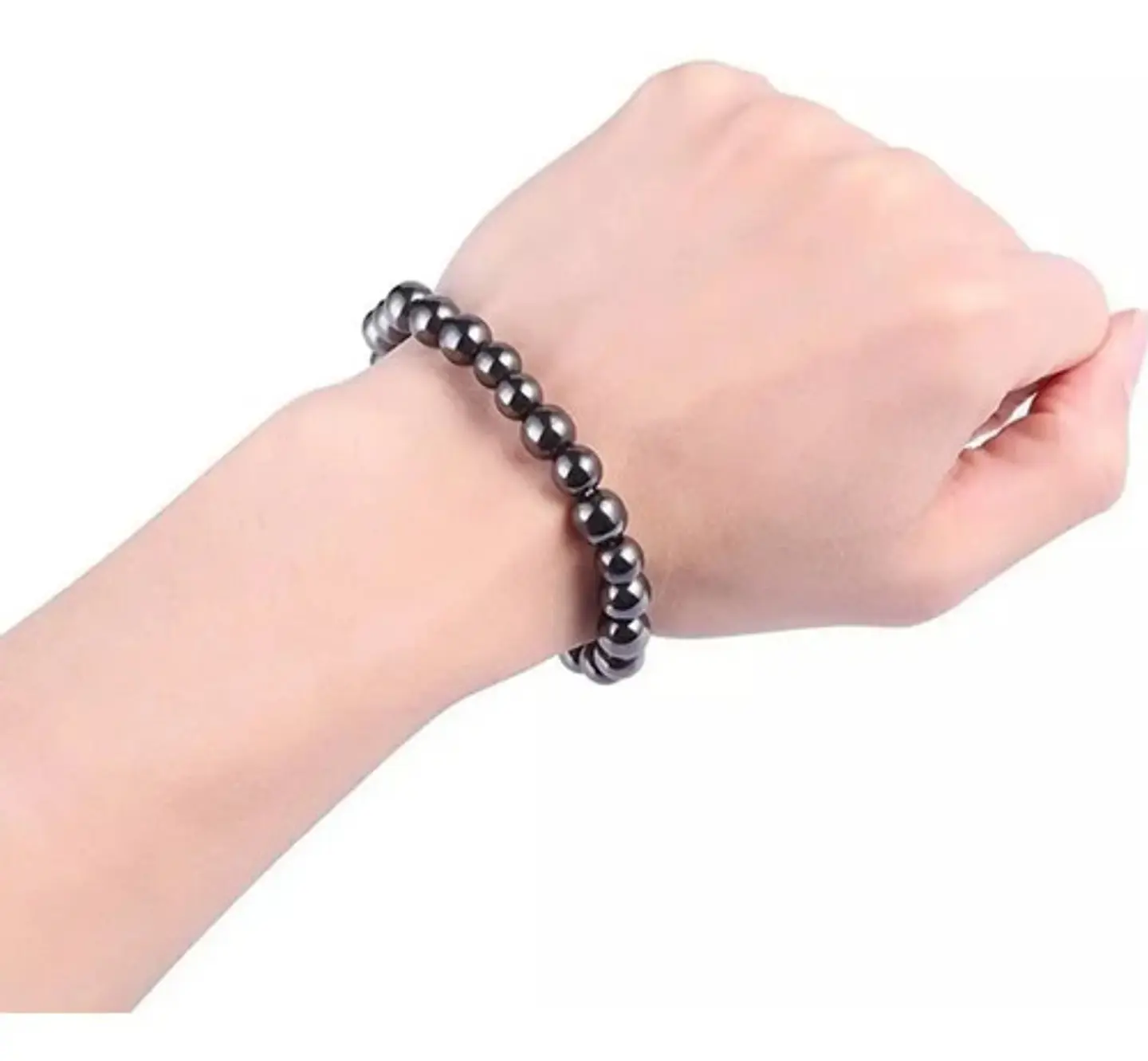 Pulsera Elástica Piedras Naturales Hematita Hombre Y Mujer 2