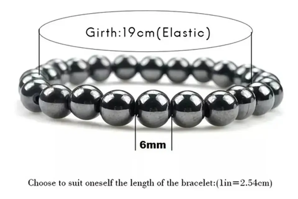 Pulsera Elástica Piedras Naturales Hematita Hombre Y Mujer 3