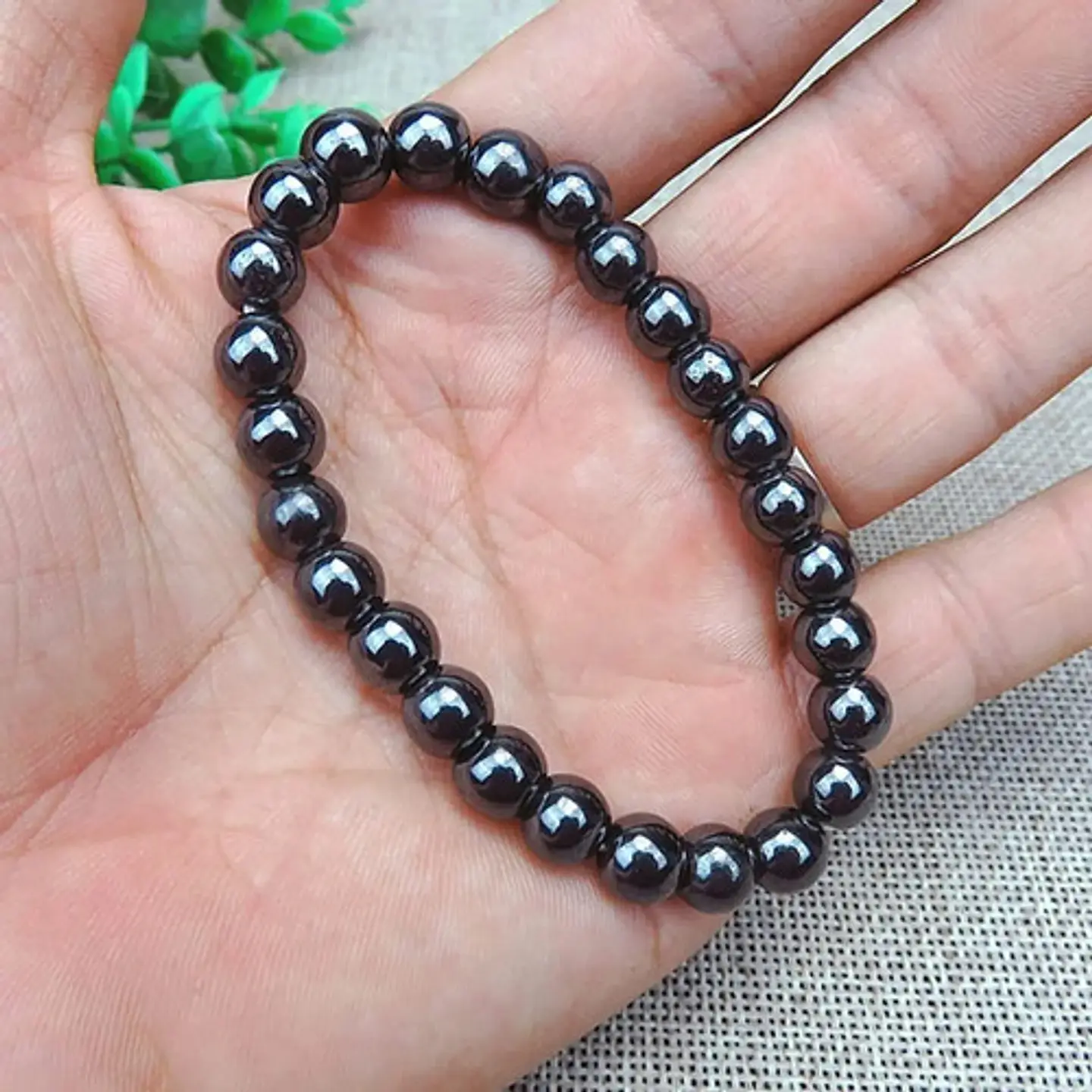 Pulsera Elástica Piedras Naturales Hematita Hombre Y Mujer 5