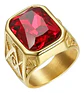 Anillo Para Hombre Masón Logia Con Piedra Cz Acero Color Oro - Miniatura 2