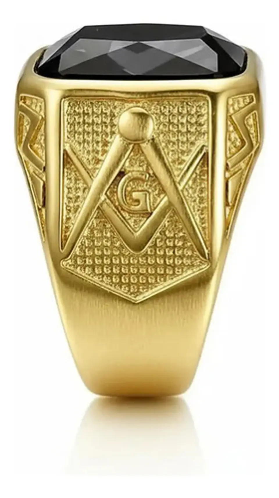 Anillo Para Hombre Masón Logia Con Piedra Cz Acero Color Oro 21