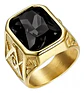 Anillo Para Hombre Masón Logia Con Piedra Cz Acero Color Oro - Miniatura 22