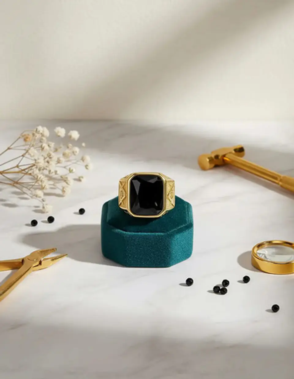 Anillo Para Hombre Masón Logia Con Piedra Cz Acero Color Oro 25