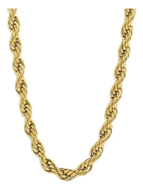 Cadena Soga 4 Mm Color Oro Acero 50 Cm Trenzada Hombre Mujer