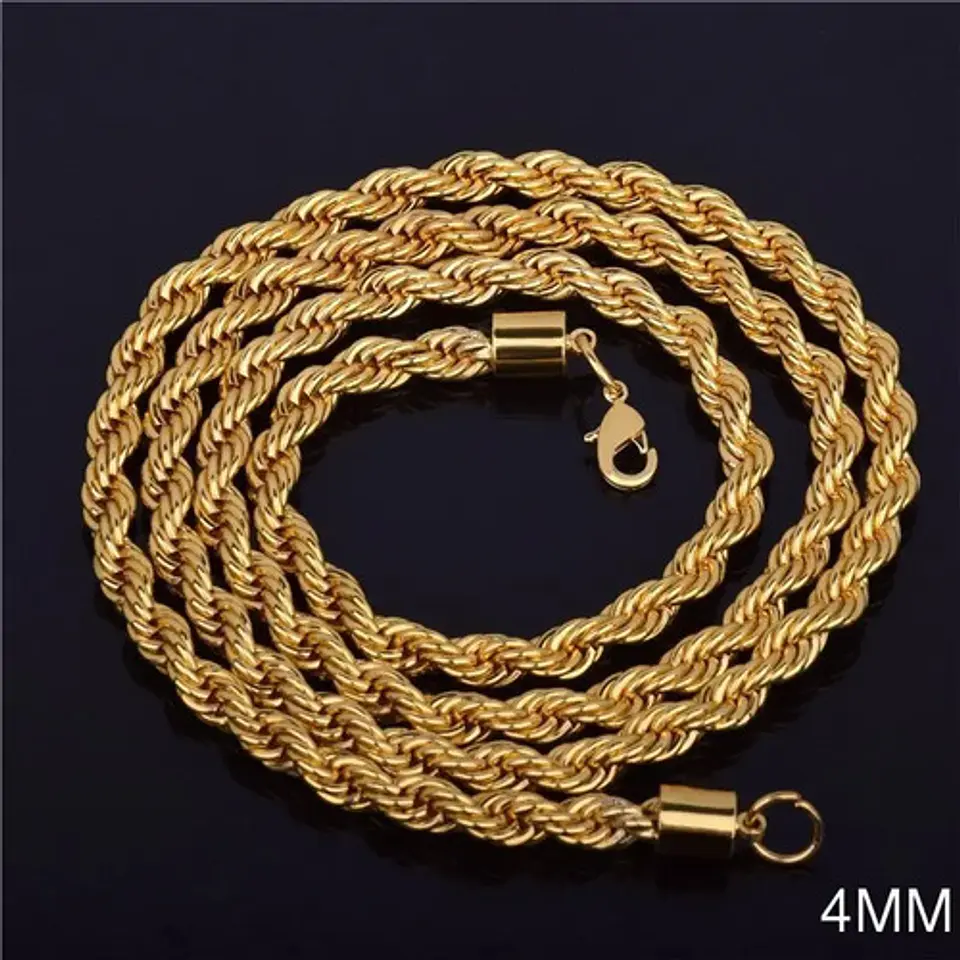 Cadena Soga 4 Mm Color Oro Acero 50 Cm Trenzada Hombre Mujer 8