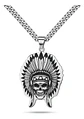 Collar Para Hombre Dije Cacique Calavera Acero Color Plata - Miniatura 1