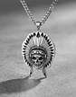 Collar Para Hombre Dije Cacique Calavera Acero Color Plata - Miniatura 3