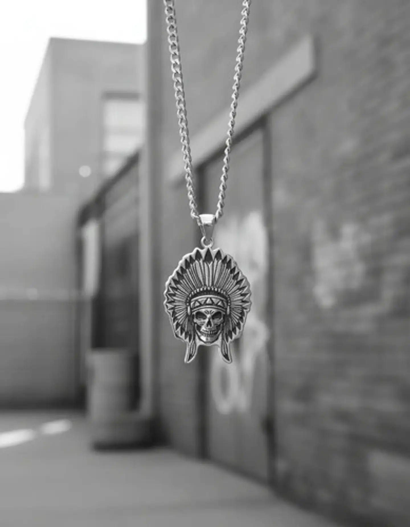 Collar Para Hombre Dije Cacique Calavera Acero Color Plata 4