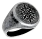 Anillo Color Plata Totem Brujula Acero Inoxidable Hombre - Miniatura 1