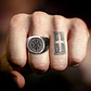 Anillo Color Plata Totem Brujula Acero Inoxidable Hombre - Miniatura 9