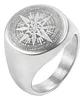 Anillo Color Plata Totem Brujula Acero Inoxidable Hombre - Miniatura 10