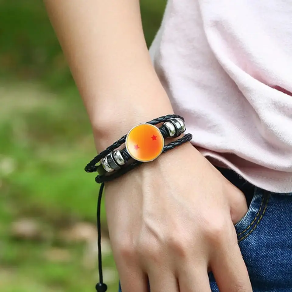 Pulsera Manilla Cuero Esferas De Dragon Ball Z Para Hombre  2