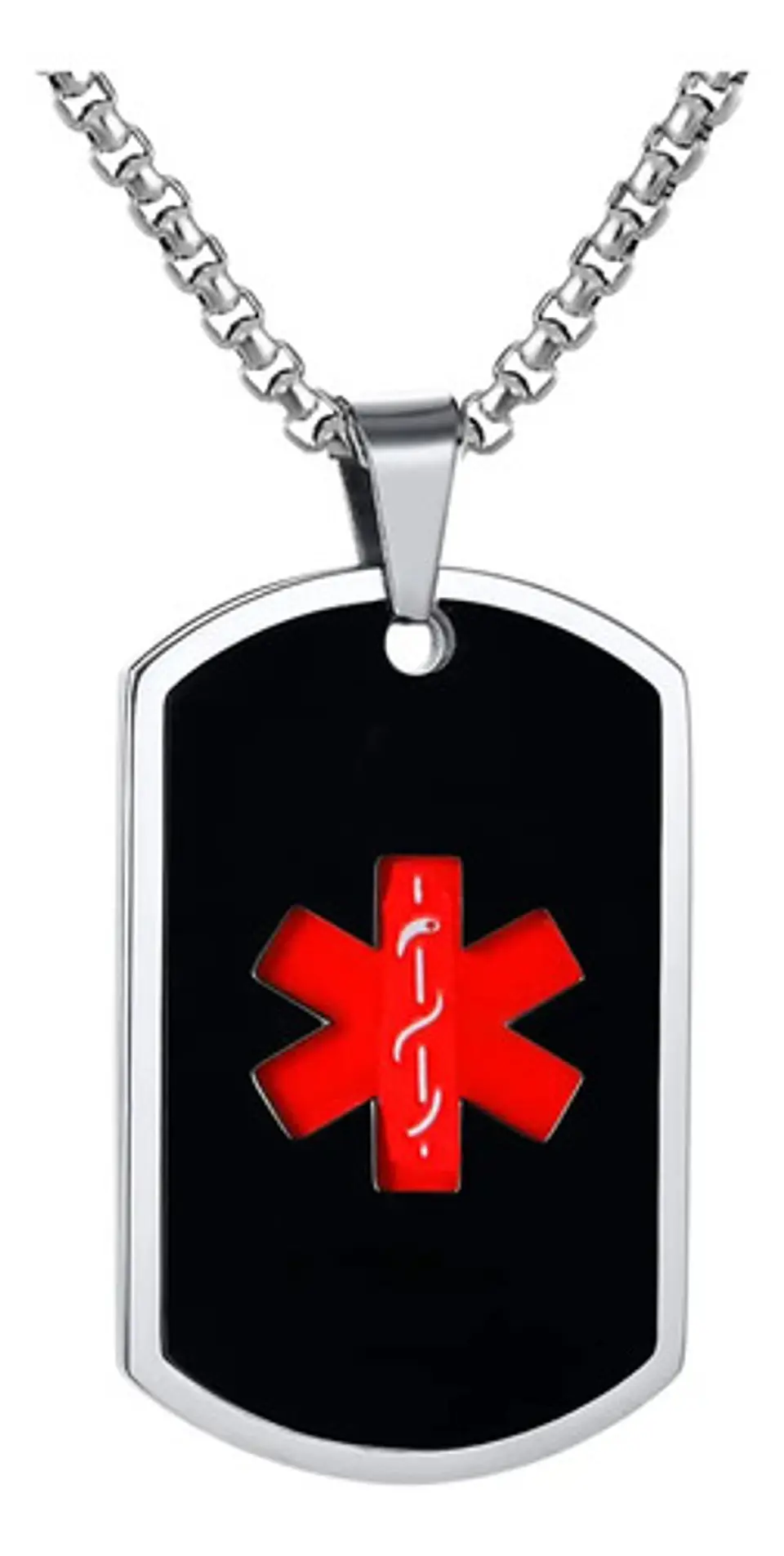 Collar Acero Inoxidable Color Plata Alerta Médica Para Mujer 1
