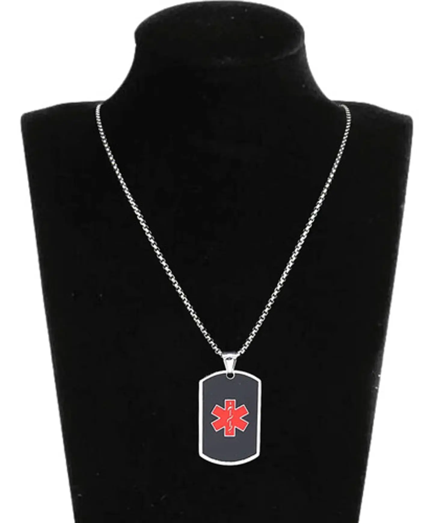 Collar Acero Inoxidable Color Plata Alerta Médica Para Mujer 4