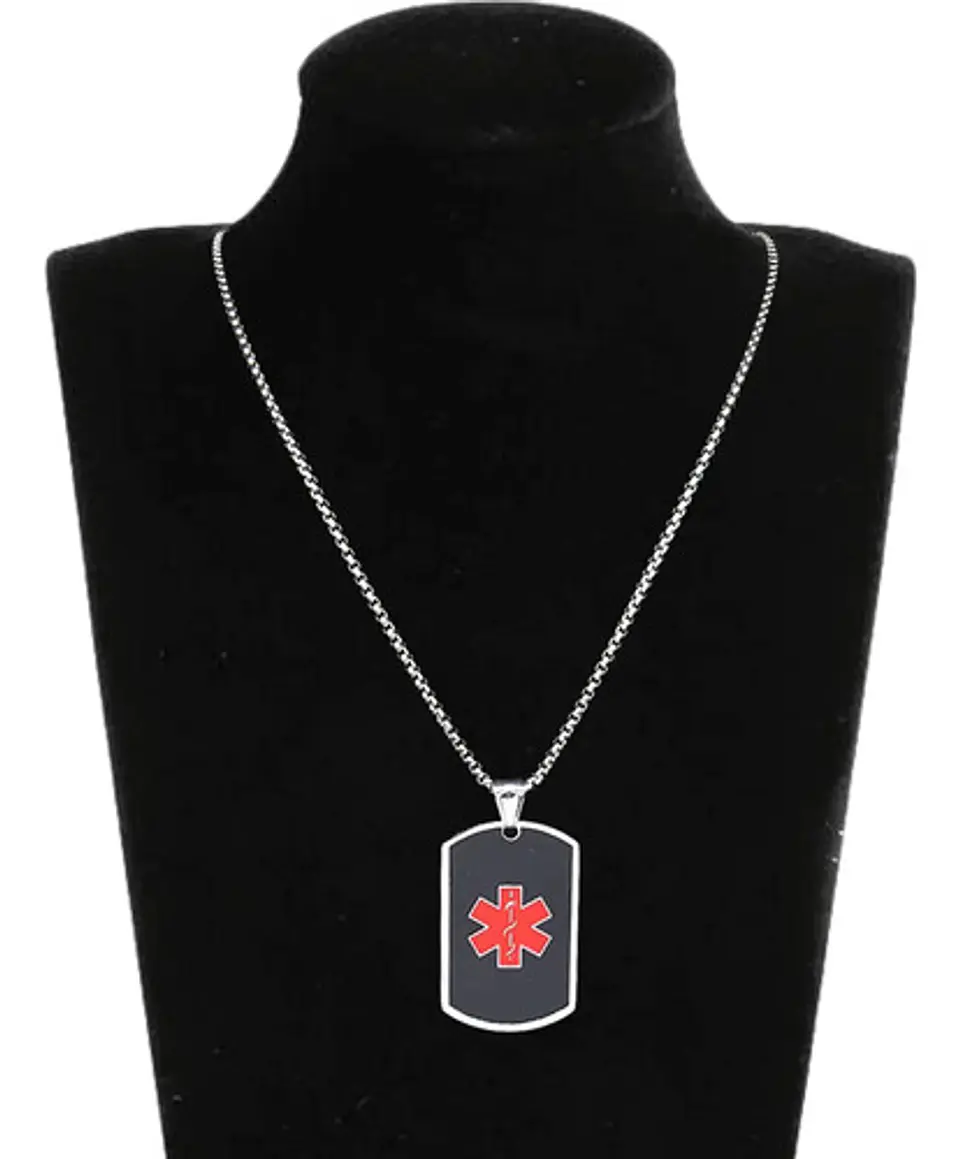 Collar Acero Inoxidable Color Plata Alerta Médica Para Mujer 4