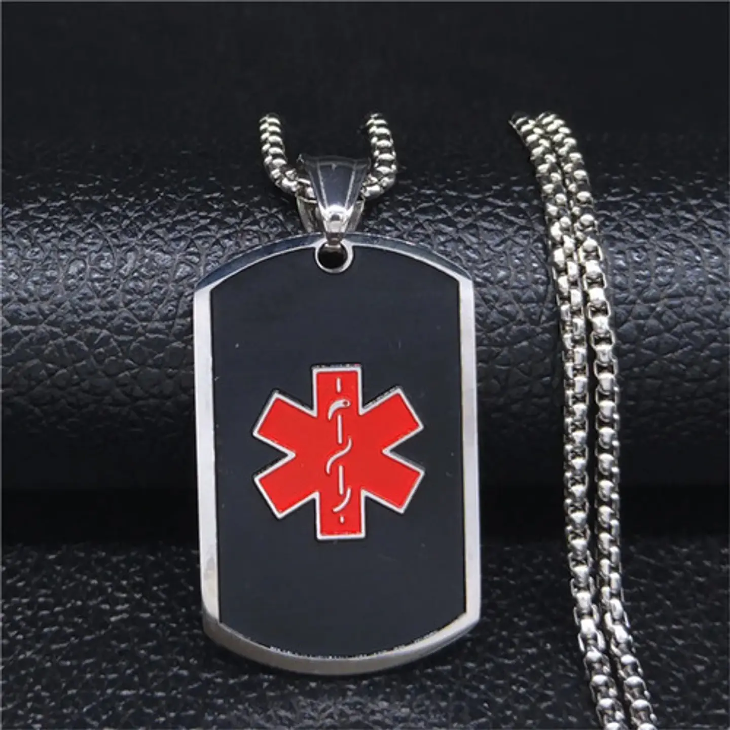 Collar Acero Inoxidable Color Plata Alerta Médica Para Mujer 7