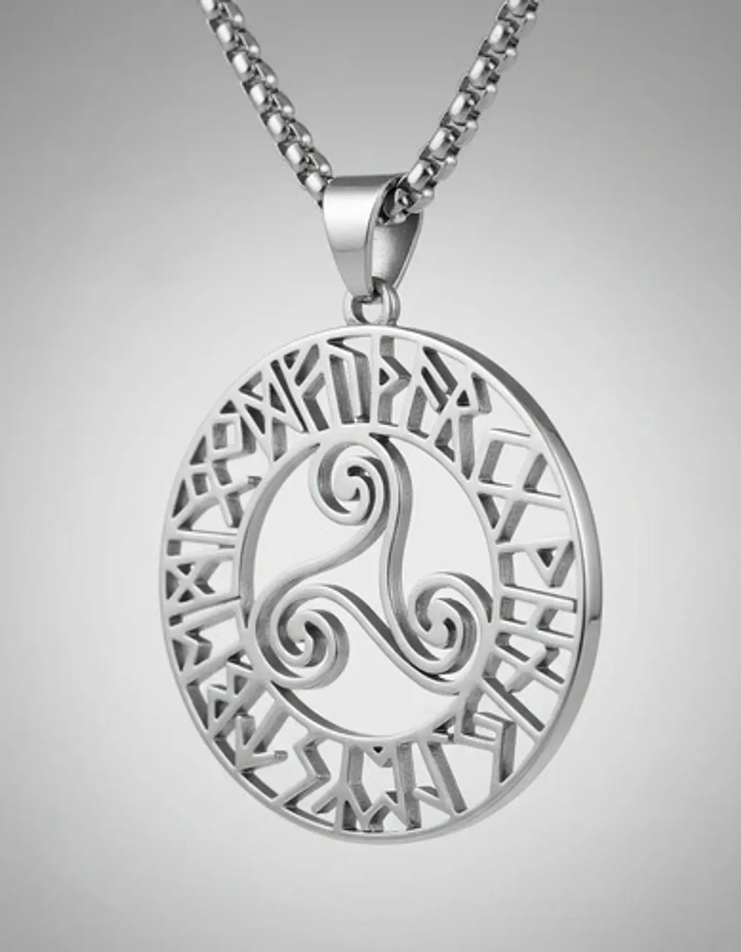 Collar Acero Inoxidable Color Plata Vórtice Vikingo Hombre Plateado 2