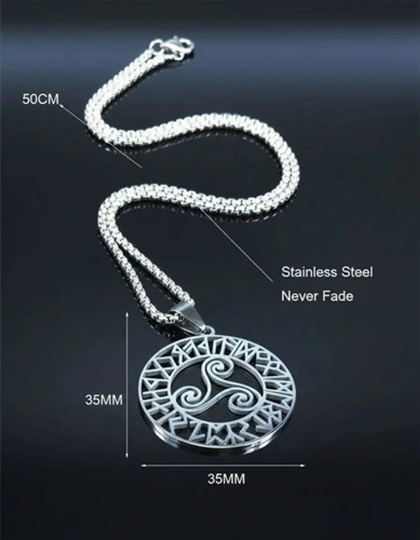 Collar Acero Inoxidable Color Plata Vórtice Vikingo Hombre Plateado 5