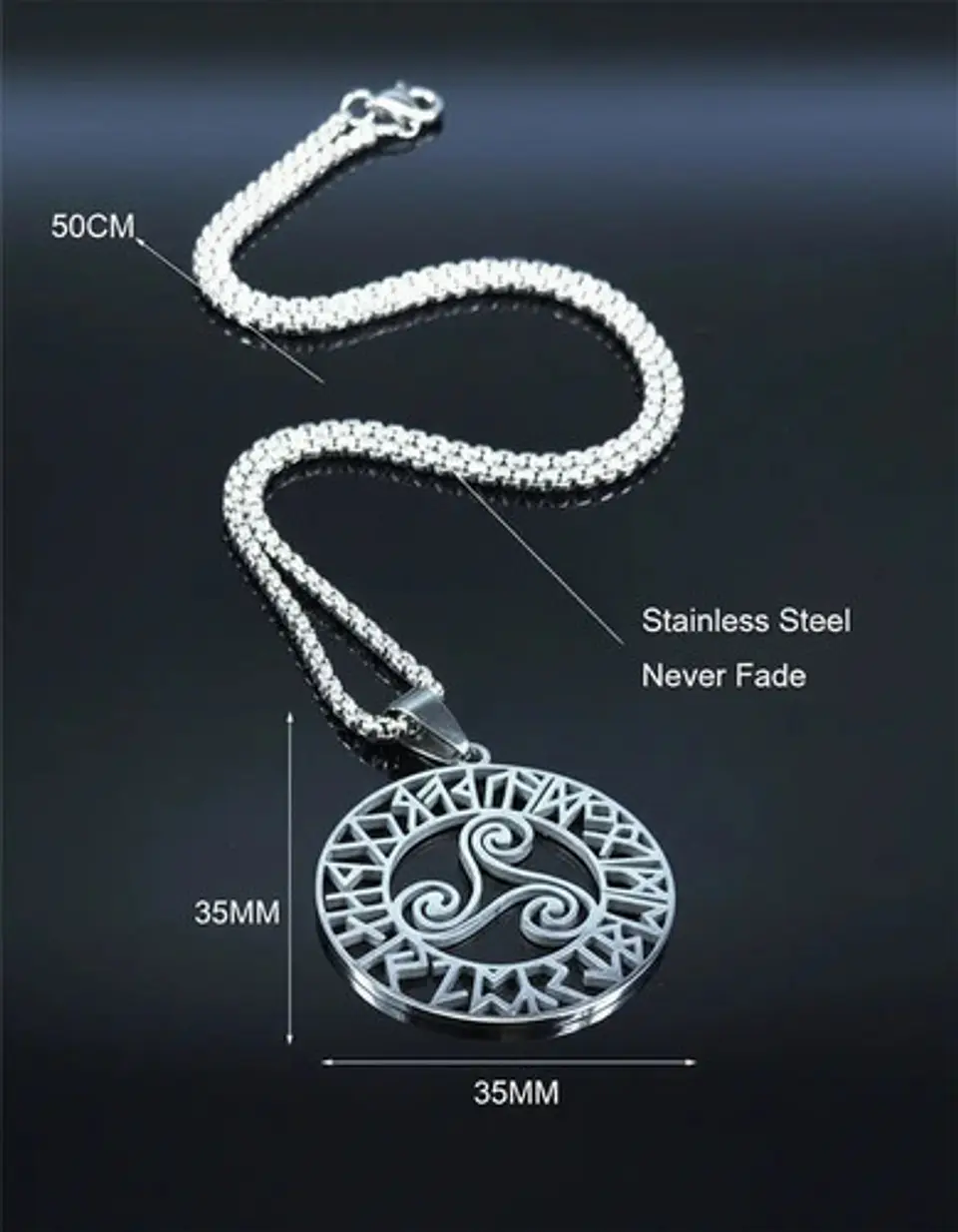 Collar Acero Inoxidable Color Plata Vórtice Vikingo Hombre Plateado 5