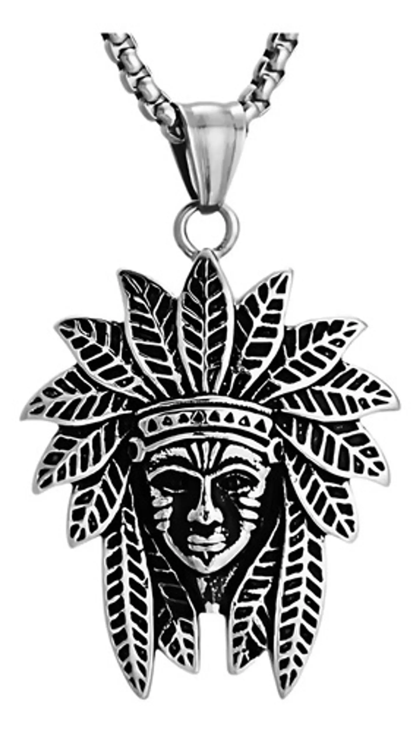 Collar Para Hombre Y Mujer Dije Indio Americano Color Plata 1