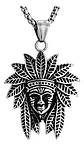 Collar Para Hombre Y Mujer Dije Indio Americano Color Plata - Miniatura 1