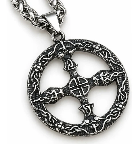 Collar Vikingo En Acero Para Hombre Dije Kolovrat Eslavo Sol