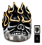 Anillo Para Hombre Forma Cráneo Llamas De Acero Color Plata - Miniatura 1