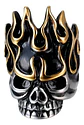 Anillo Para Hombre Forma Cráneo Llamas De Acero Color Plata - Miniatura 2