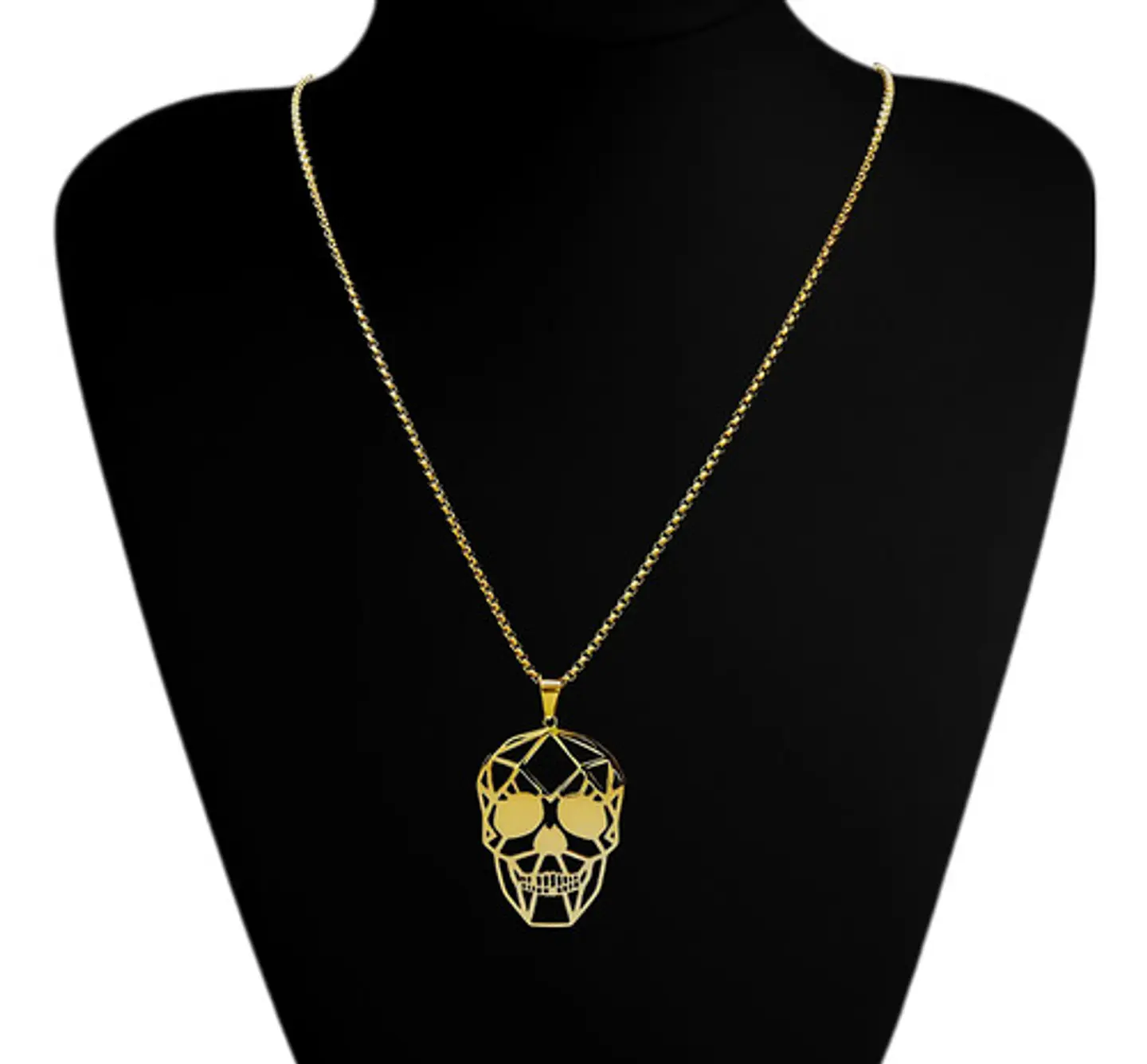 Collar Acero Inoxidable Color Negro Cráneo Calavera Mujer 3