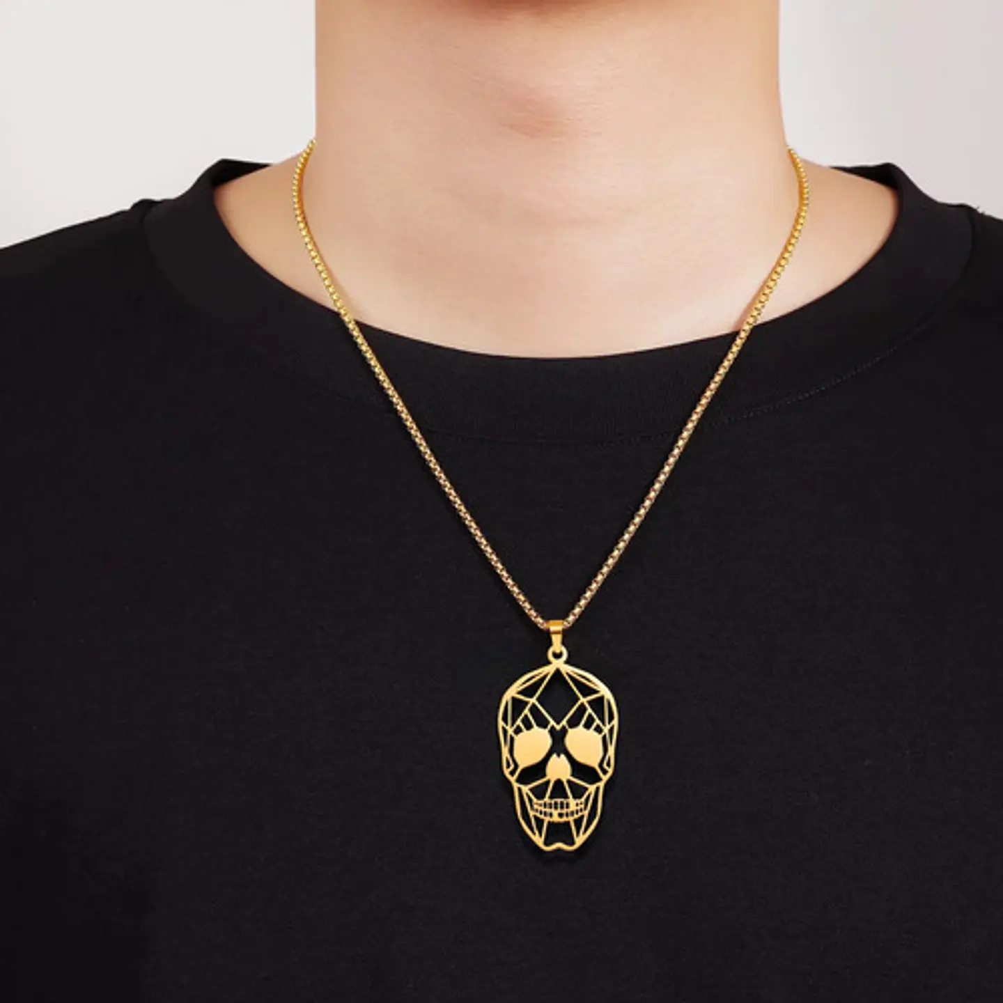 Collar Acero Inoxidable Color Negro Cráneo Calavera Mujer 4