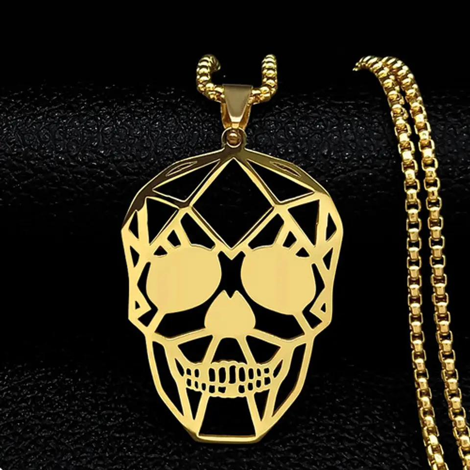 Collar Acero Inoxidable Color Negro Cráneo Calavera Mujer 8
