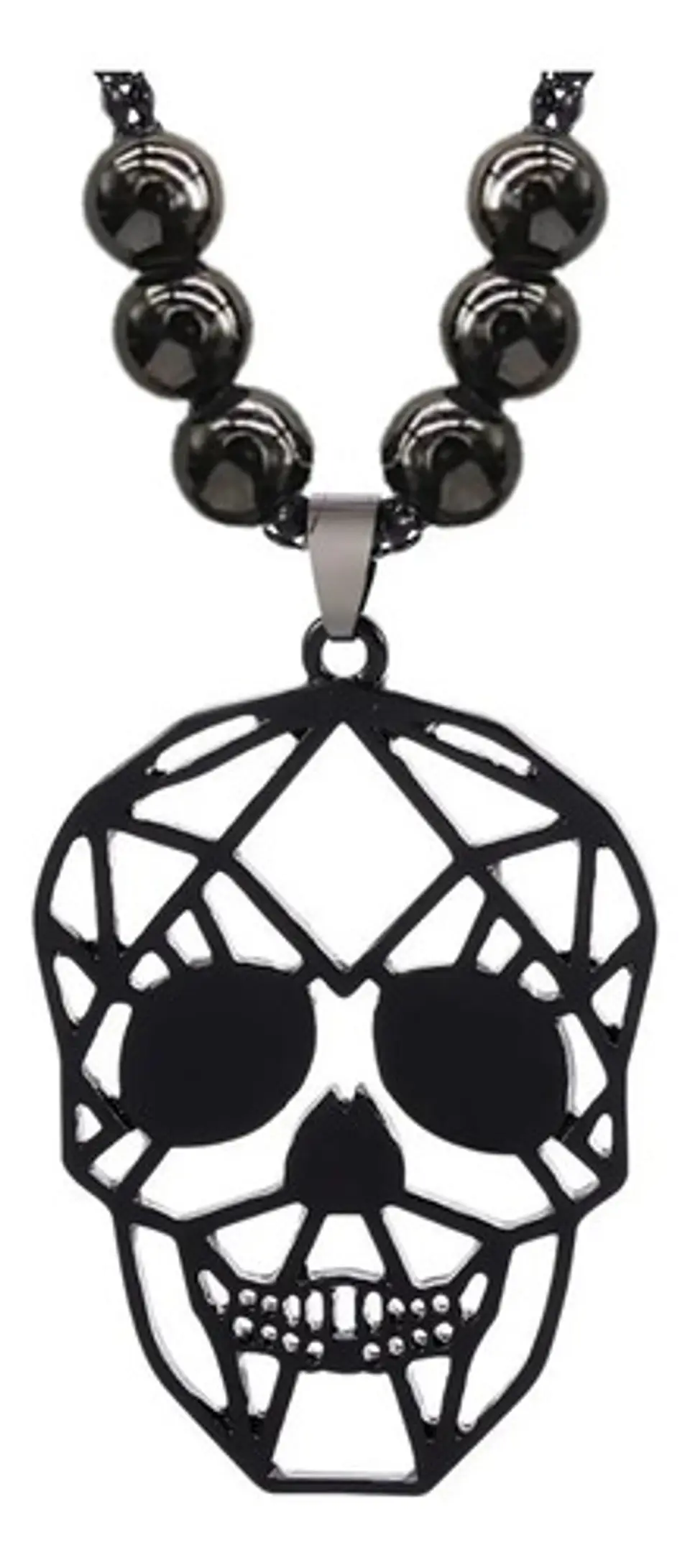 Collar Acero Inoxidable Color Negro Cráneo Calavera Mujer 10
