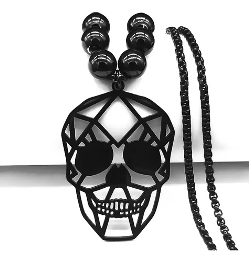 Collar Acero Inoxidable Color Negro Cráneo Calavera Mujer 16