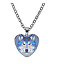 Collar Dije Cristal Corazón Galaxia Lobo Color Plata Mujer - Miniatura 1